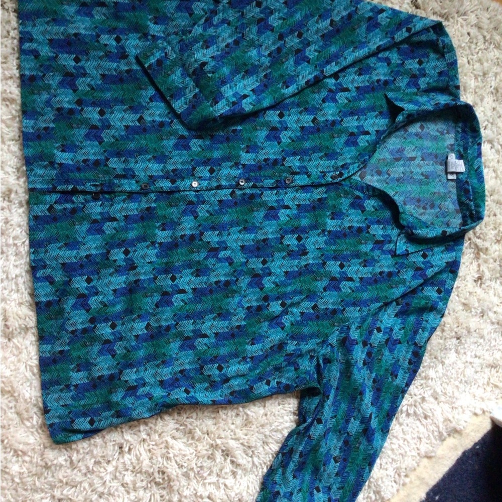 Catherines Blue and Green Patterned Top